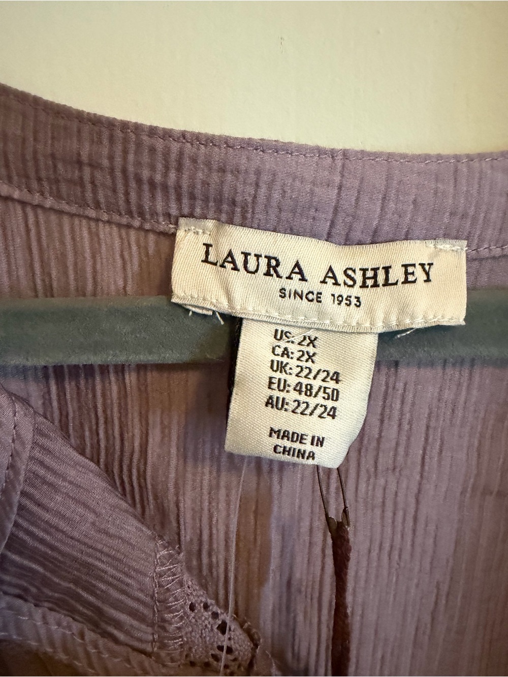 Laura Ashley Boho Peasant Blouse | NWT | Size 2X | Dusty Mauve | Lace Trim - Picture 2 of 8